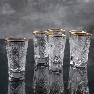 Набор стаканов для вина НЕМАН «Мельница», отводка золотом, 35 мл, 6 шт