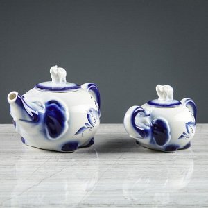 Чайный набор "Слоник", роспись, 2 предмета: чайник 0.7, сахарница 0.2 л