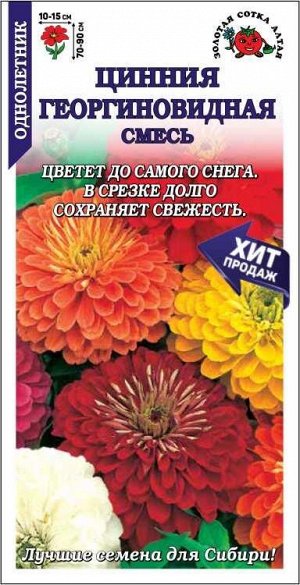 Цинния Георгиновидная /Сотка/ 0,2г/ смесь h-90см, d-15см/*1000