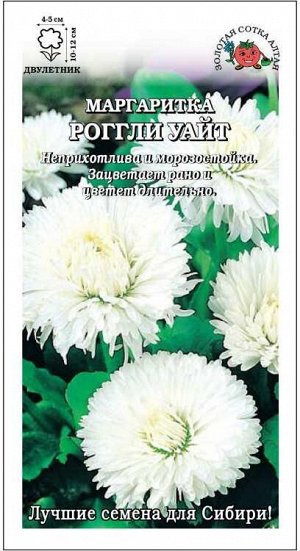 Маргаритка Роггли Уайт /Сотка/ 10шт/ гранулы бел. h-12см, d-5см/*500