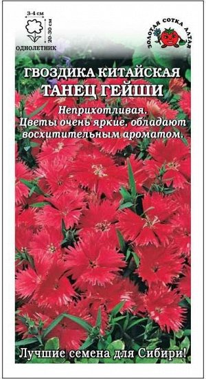 Гвоздика Танец Гейши китайская /Сотка/ 0,2г/ красн h-20см, d-5см/*1200