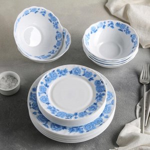 Сервиз столовый "Синий бриз", 18 предметов: 6 тарелок 17,5 см / 23 см / 15х5 см