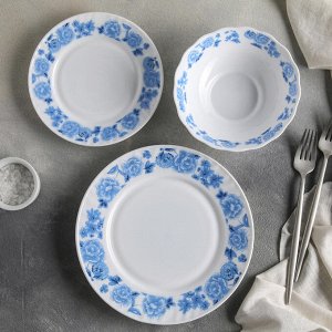 Сервиз столовый "Синий бриз", 18 предметов: 6 тарелок 17,5 см / 23 см / 15х5 см