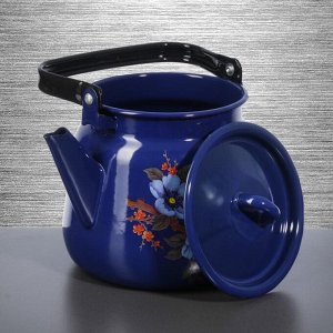 Чайник 3,5 л, с декором, цвет кобальтовый, рисунок МИКС