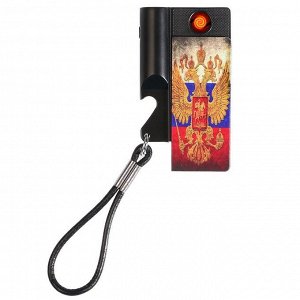 Зажигалка электронная "Герб России" в подарочной коробке, USB, спираль, цветная, 4х6 см