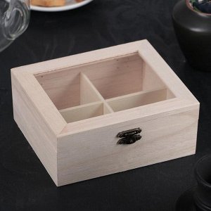 Ящик для хранения чайных пакетиков «Цейлон», 4 ячейки, 16x13,8x6,5 см