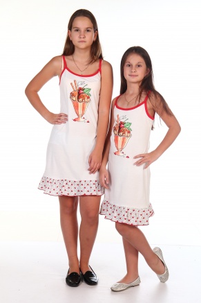 Сорочка для девочки кулирка"Пломбир",размер 36-46, рост 140-164 цвет белый