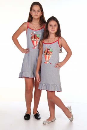 Сорочка для девочки кулирка"Пломбир",размер 36-46, рост 140-164 цвет серый