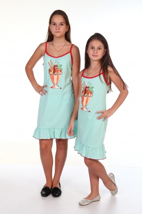 Сорочка для девочки кулирка"Пломбир",размер 36-46, рост 140-164 цвет ментоловый