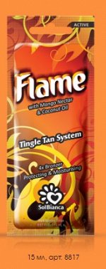 Крем для загара в солярии “Flame” с нектаром манго, бронзаторами и Tingle эффектом.