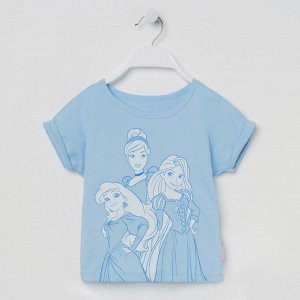 Футболка детская Disney "Принцессы", рост 98-104 (30), голубой