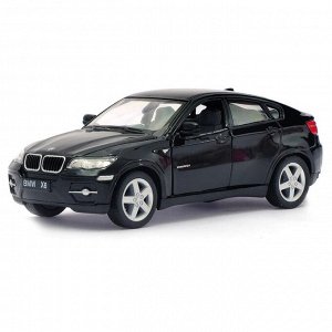 Машина металлическая BMW *6, 1:38, открываются двери, инерция, цвет чёрный