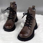 Теплые зимние ботинки на шнуровке, темный песок