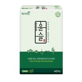Ежедневные гигиенические прокладки "Yejimiin Cotton Touch Mild Herb" премиум класса с усиленным впитывающим слоем, поверхностью из хлопка и натуральными экстрактами трав (без крылышек / 15 см) 40 шт.