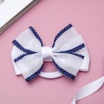 Резинка для волос «Школьница», клеточка ажур, 7 см, бело-синяя