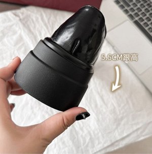Женские лоферы на толстой подошве из эко. кожи с квадратной пряжкой, черные