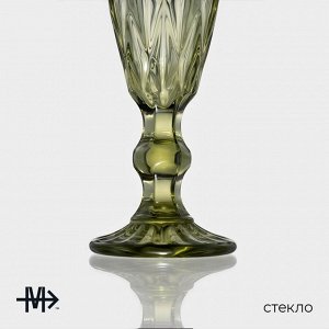 Бокалы для шампанского Magistro «Круиз», 160 мл, 7*20 см, стекло, зелёные, набор 6 шт