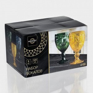 Бокалы для вина Magistro «Варьете», 320 мл, стекло, набор 6 шт., зелёные