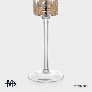 Бокал для шампанского Magistro «Золотой лист», 170 мл, d=6,9 см по ножке, d= 4,5 см верх, высота 24,5, стекло, декор, прозрачный