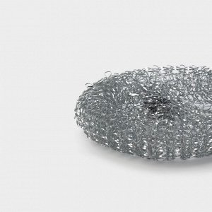 Губки для посуды Доляна, 3 шт., металлическая, 9x9x2 см