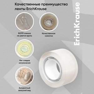 Клейкая лента канцелярская, 24 мм х 20 метра, ErichKrause Clear, прозрачная, в пакете, цена за 1шт.