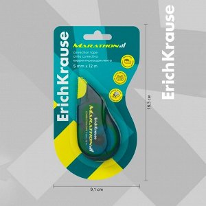 Корректирующая лента 5 мм х 12 м, ErichKrause Marathon, корпус морская волна, блистер