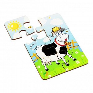 Пазл «Корова на лугу», 6 элементов, размер детали: 5 - 4,6 см