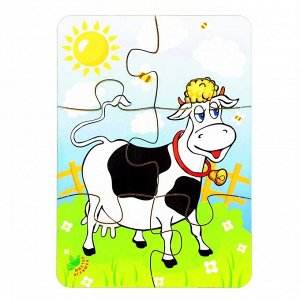 Пазл «Корова на лугу», 6 элементов, размер детали: 5 - 4,6 см