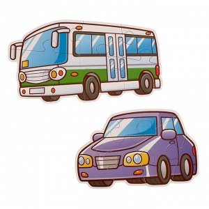 Пазл «Транспорт» 2 штуки: автобус, автомобиль