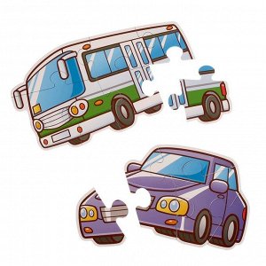 Пазл «Транспорт» 2 штуки: автобус, автомобиль