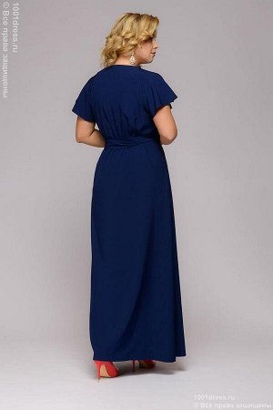Платье темно-синее с воланом длины макси