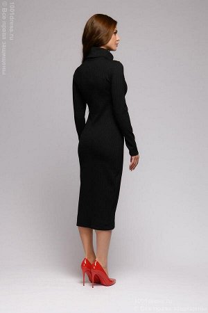 Платье-бадлон черный с длинными рукавами