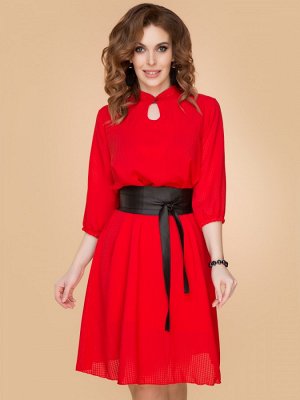 Платье Шарлотта (рубин, с поясом)
