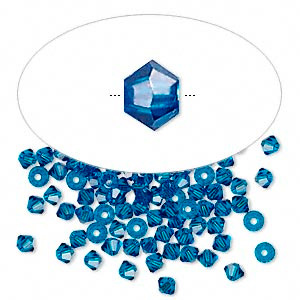 Бусина Swarovski, 3мм, Биконус (#5328), сине-голубой (цвет 243), 10 шт.