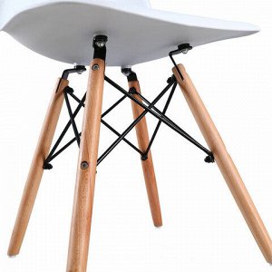Стулья BRABIX "Eames CF-010", КОМПЛЕКТ 4 шт., пластик белый, опоры дерево/металл, 532630, 2033A