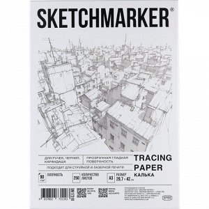 Калька А3 для печати и творчества, 90 г/м2, 250 листов, SKETCHMARKER, SM17310