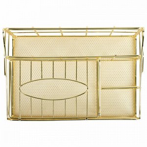 Органайзер для косметики и мелочей металлический 4 секции, MONTE VITA, 160х240х150 мм, золото, 272479