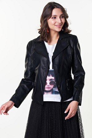 Куртка №1 Ткань: 100% полиэстер
черный
ОПИСАНИЕ
Куртка косуха полуприлегающего силуэта с асимметричной застежкой-молнией. Горловина оформлена отложным воротником. Длинные втачные рукава. По переду вып