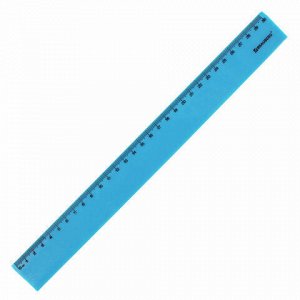 Линейка пластиковая 30 см BRAUBERG "NEON", ассорти, пакет, 210751