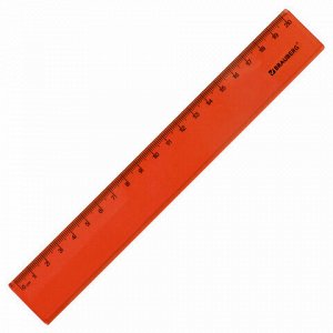 Линейка пластиковая 20 см BRAUBERG "FRUITY", тонированная, ассорти, 210766