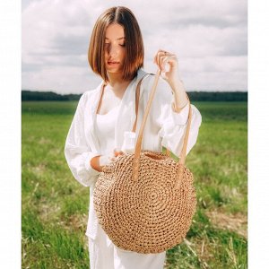 Сумка женская SL Home, ручное плетение, хлопок, длина ручек 30 см, 45x43 см