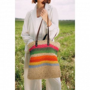 Сумка женская SL Home, ручное плетение, хлопок, длина ручек 28 см, 41x40 см