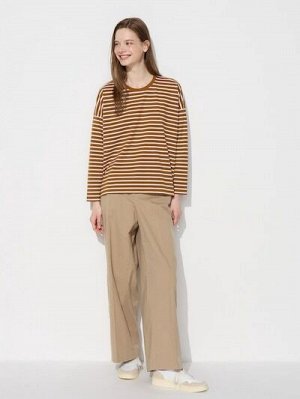 UNIQLO — полосатый лонгслив расслабленного силуэта - 58 DARK GREEN