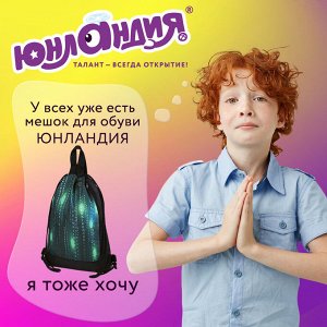 Мешок для обуви ЮНЛАНДИЯ с ручками, боковой карман на молнии, 46х36 см, Matrix, 271068