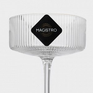 Бокал для шампанского Magistro «Орион», 300 мл, 10,5*14 см, стекло, с золотой отводкой, прозрачный