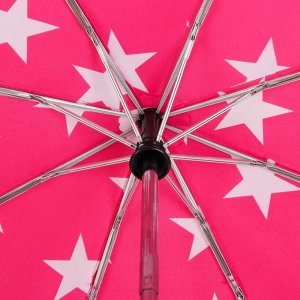 Зонт автоматический «Звезды», прорезиненная ручка, 3 сложения, 8 спиц, R = 50 см, цвет МИКС