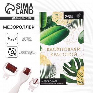 Массажер мезороллер «Вдохновляй красотой», со сменными насадками, 10 х 17 см
