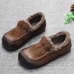 Утеплённые мехом лоферы, темно-коричневые