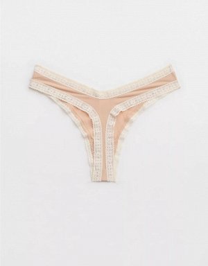 SMOOTHEZ Microfiber Lace Thong Underwear