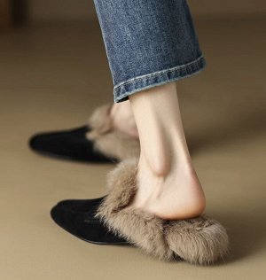 Женские утепленные мюли,  черные
